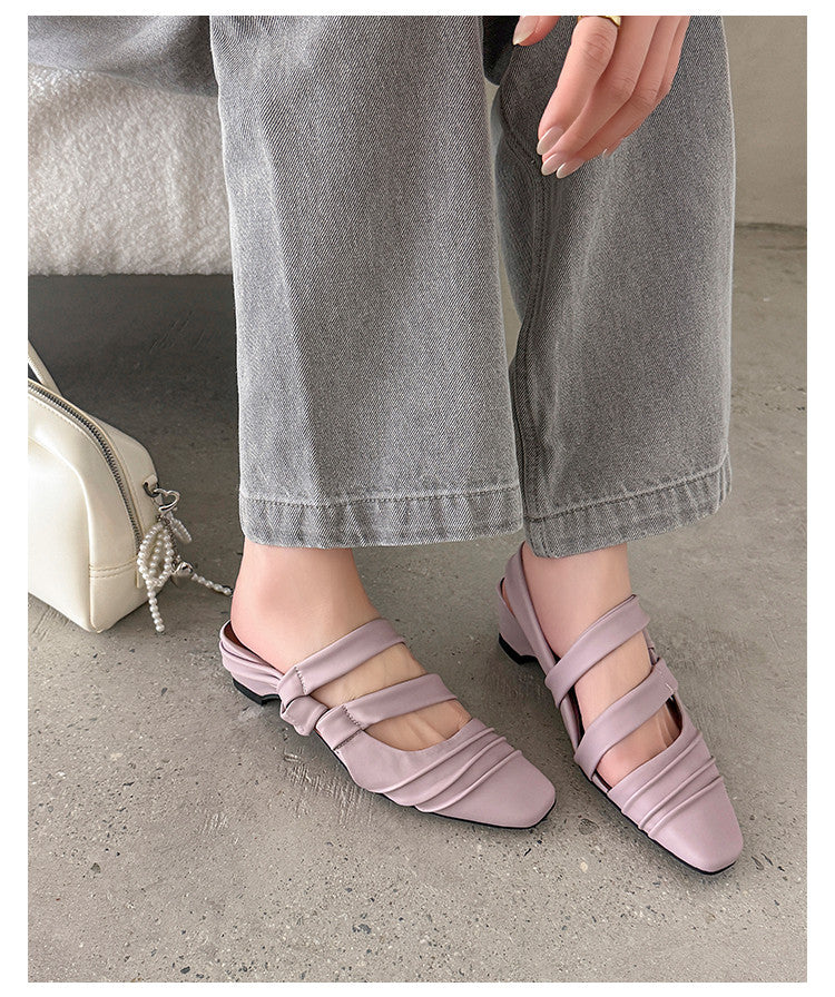 Karin Luna In Stock In Stock Minimalist Soft Upper Small Square Toe Chunky Heel Sandals