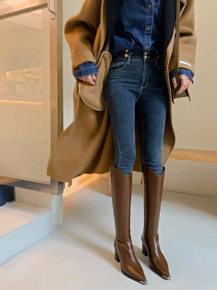 Karin Luna In Stock In-stock Pointed Toe Elegant High Heels v Slimming Effect Long Boots