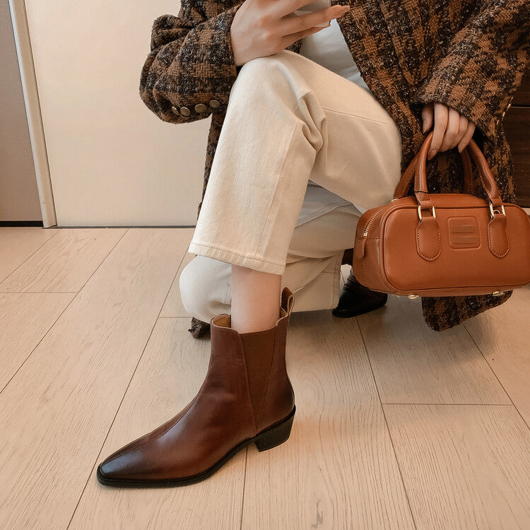 Karin Luna In Stock In stock   Classic first-layer cowhide Chelsea elastic ankle boots