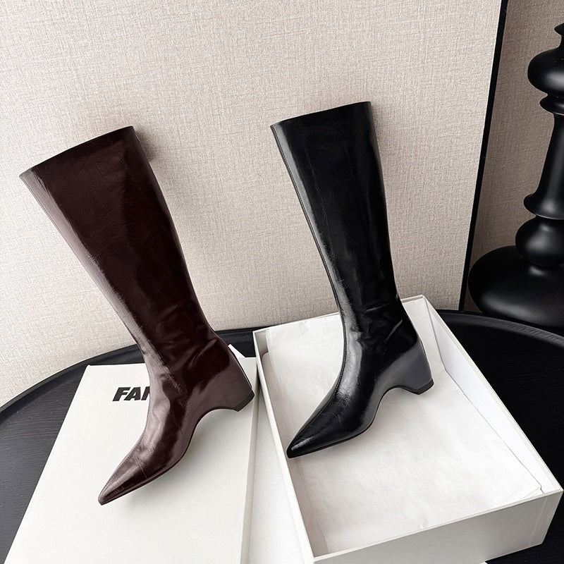 Karin Luna Elegant Style Pointed Toe Internal Height Increase Long Boots