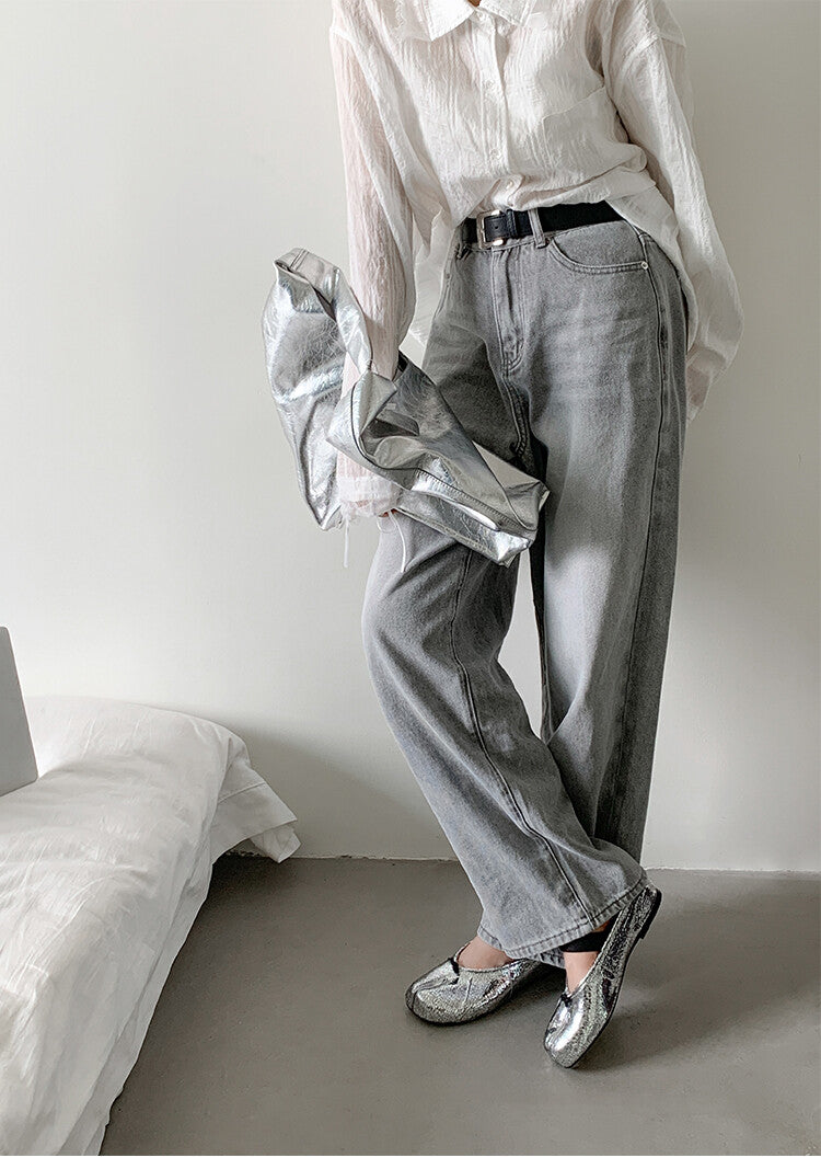 Karin Luna Classic Split-Toe Shoes  Explosive Pattern One-Strap Mary Jane Height-Increasing Full Leather Closed-Toe Slippers