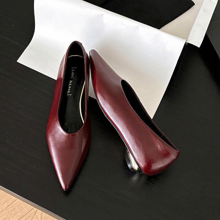 Karin Luna In Stock Spot Goods Classic three-color pointed toe metal heel shoes