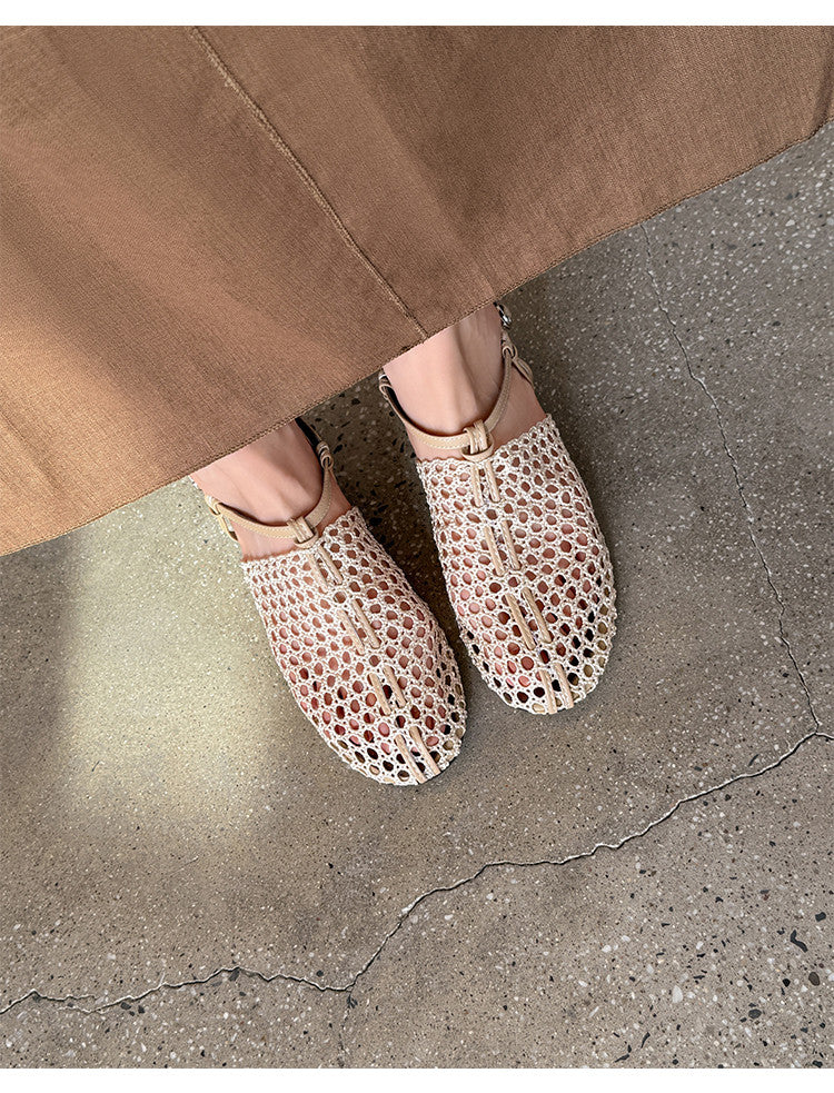 Karin Luna In Stock Spot Goods  Resort Style Series~Casual woven closed-toe flat sandals