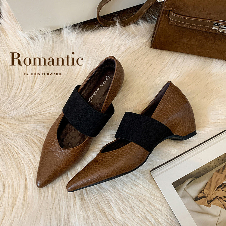 Karin Luna  Popular Pointed Toe Hidden Heel Strap Single Shoes