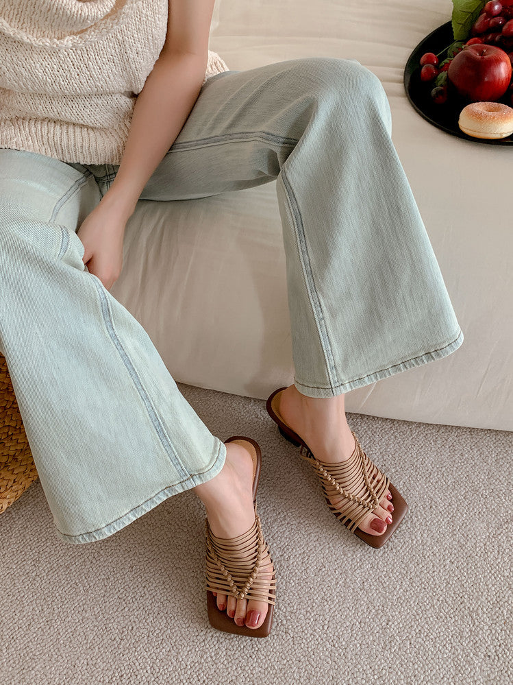 Karin Luna Bestseller Woven Vacation Style Series~ Elegant High Heel Slippers