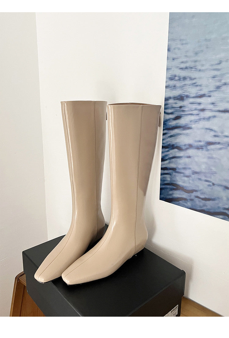 Karin Luna Minimalist Style Square-Toe Hidden Heel Long Boots