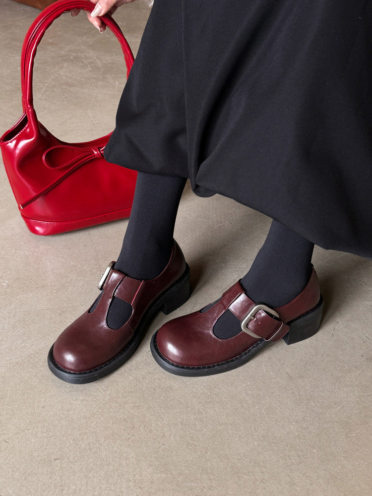 Karin Luna In Stock Spot Goods round Head t Round Toe British Style Single Shoes