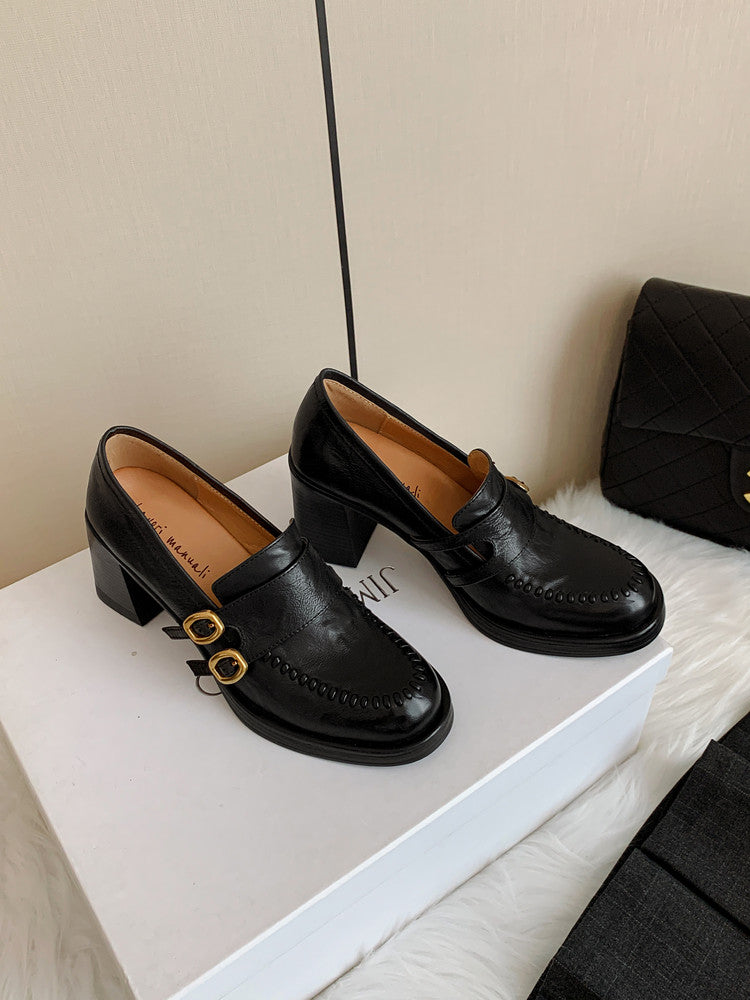 Karin Luna Bestseller Hot-Selling Derivative Edition Self-contained Strap Buckle Casual Loafers