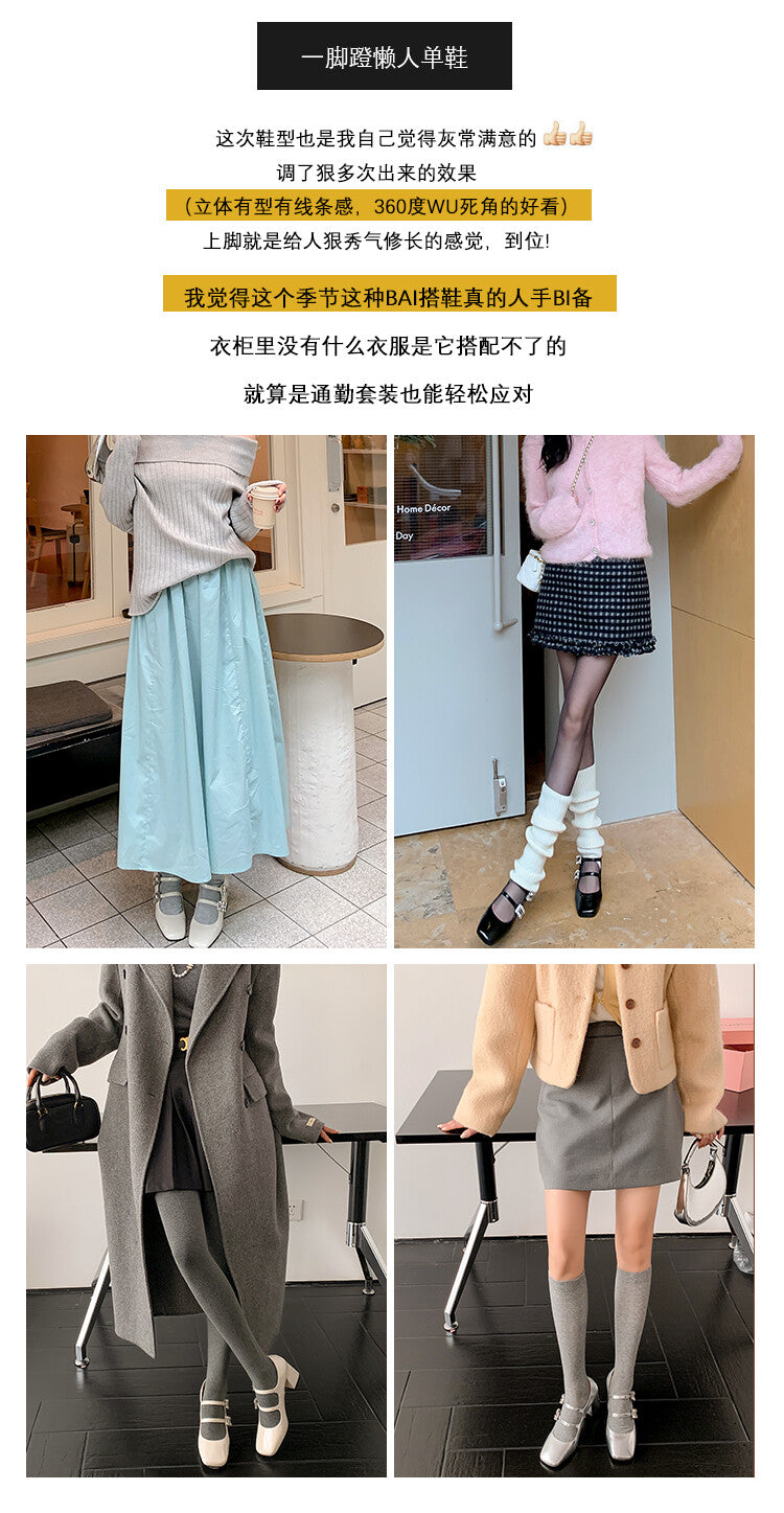 Karin Luna In Stock In stock   The heroine Ao~Square Toe High Heel One Strap Popular Rhinestone Mary Jane Shoes