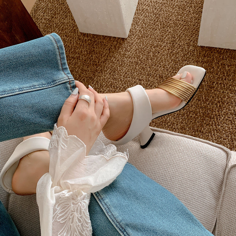 Karin Luna In Stock In Stock Minimalist Style Square-Toed Elegant Slippers