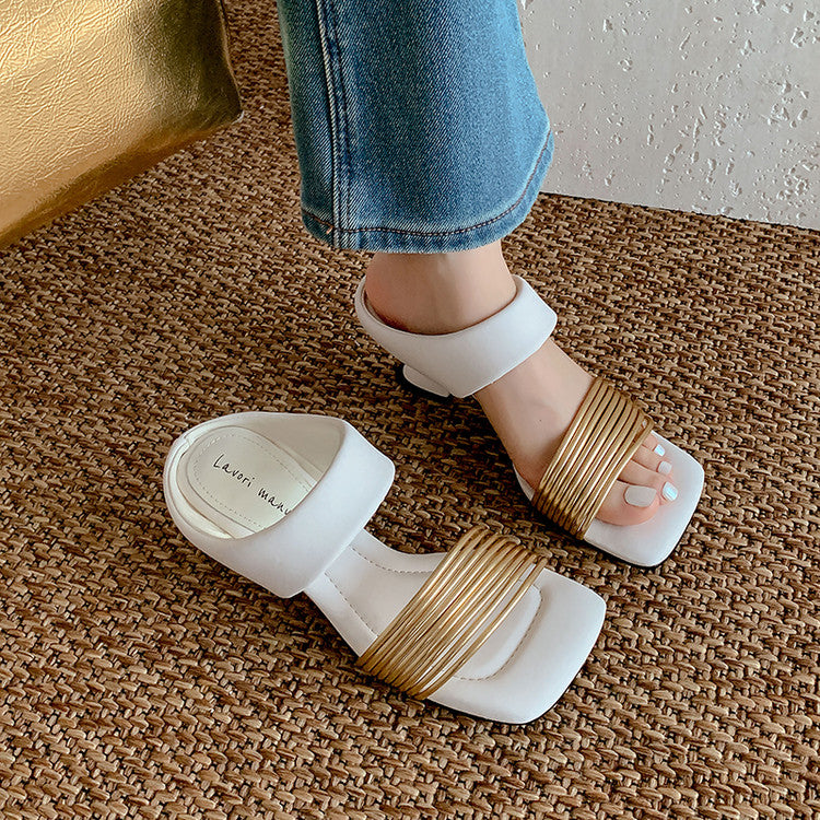 Karin Luna In Stock In Stock Minimalist Style Square-Toed Elegant Slippers