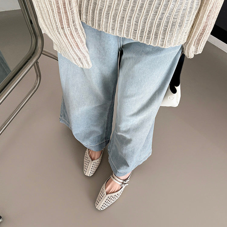 Karin Luna In Stock Spot Goods Hollow Woven One-Strap Closed-Toe Slippers