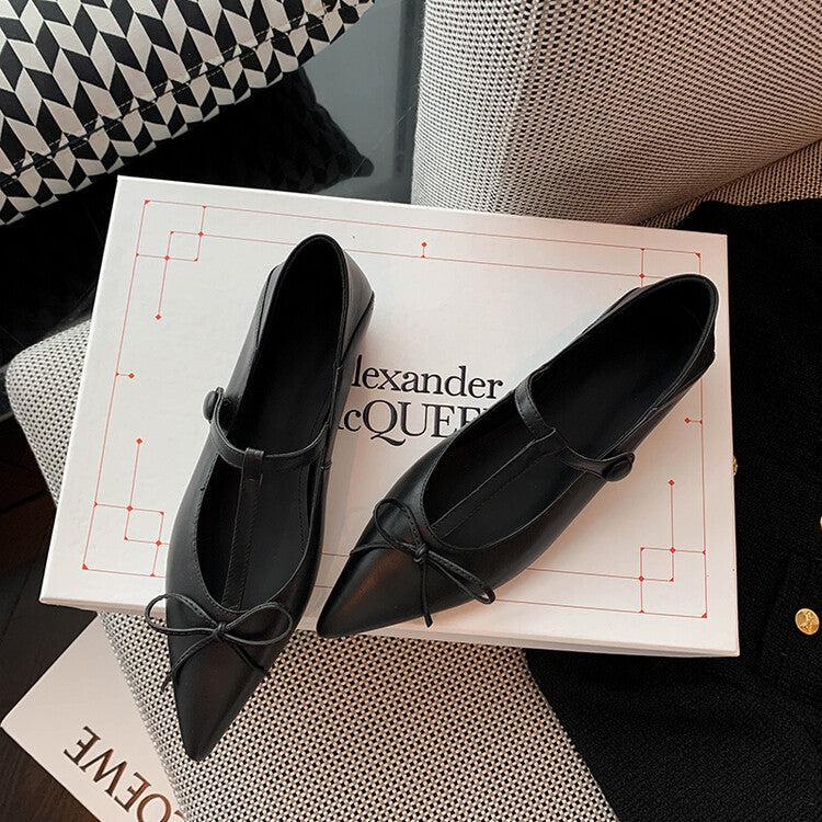 Karin Luna is a perfect Korean drama heroine~French Retro Style Full leather inside and out Pointed Bowknot