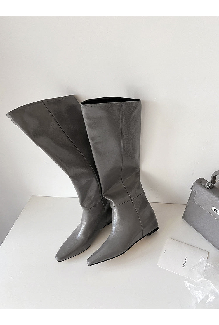 Karin Luna Elegant Style Slanted Inner Height-Increasing Long Boots