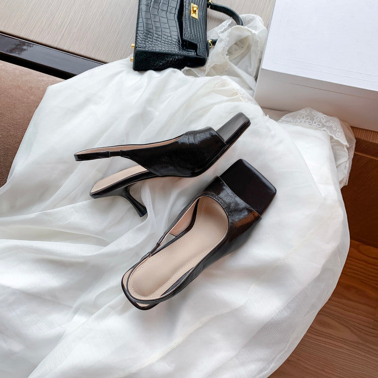 Karin Luna Classic Style Square Toe Open Toe French Retro Sandals