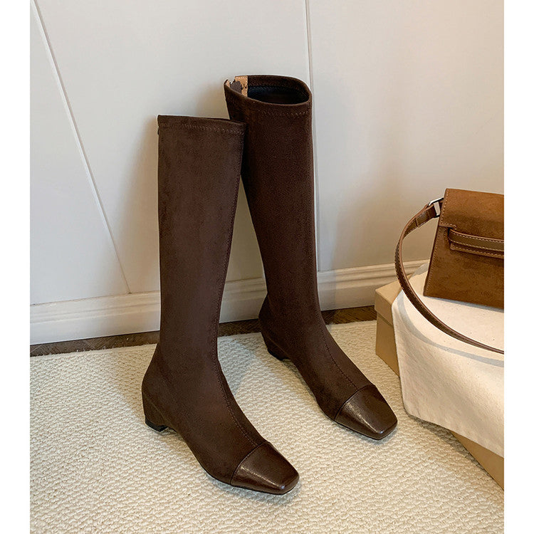 Karin Luna In Stock In Stock Patchwork Long Boots Elegant Versatile