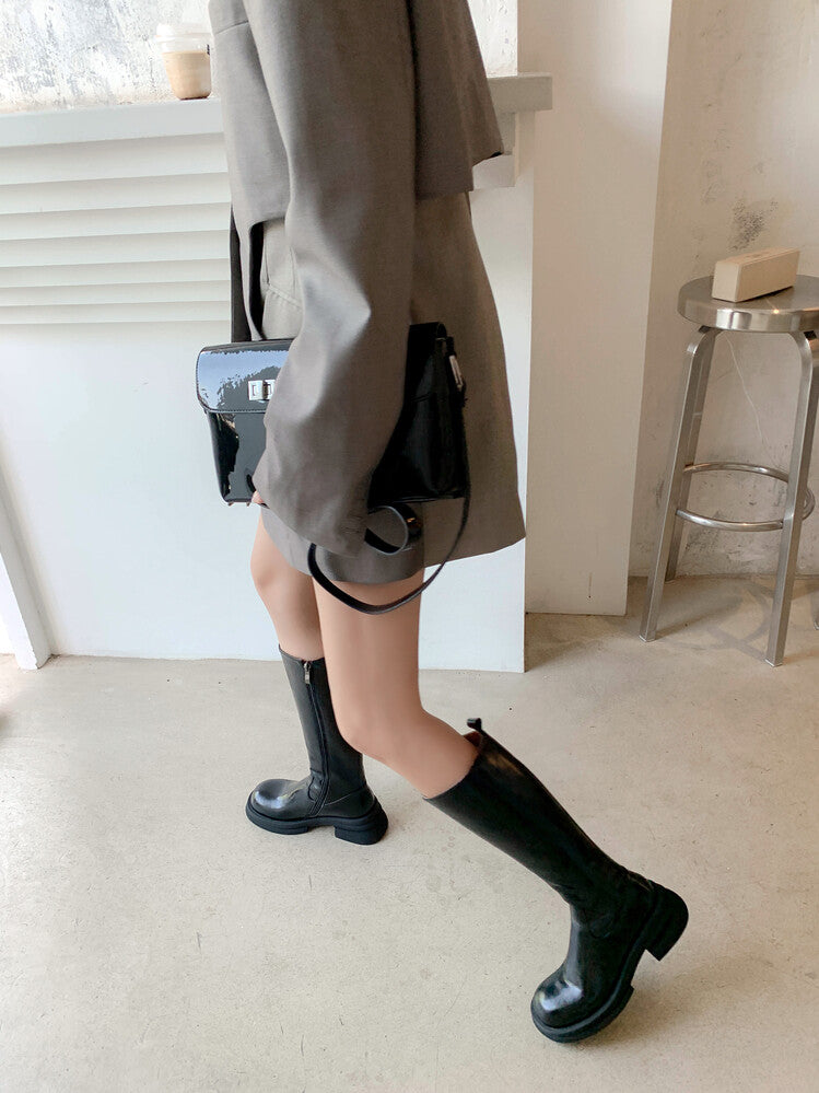 Karin Luna In Stock Spot Goods  Always in stock  Classic Basic Style Round Toe Thick Sole Knight Boots