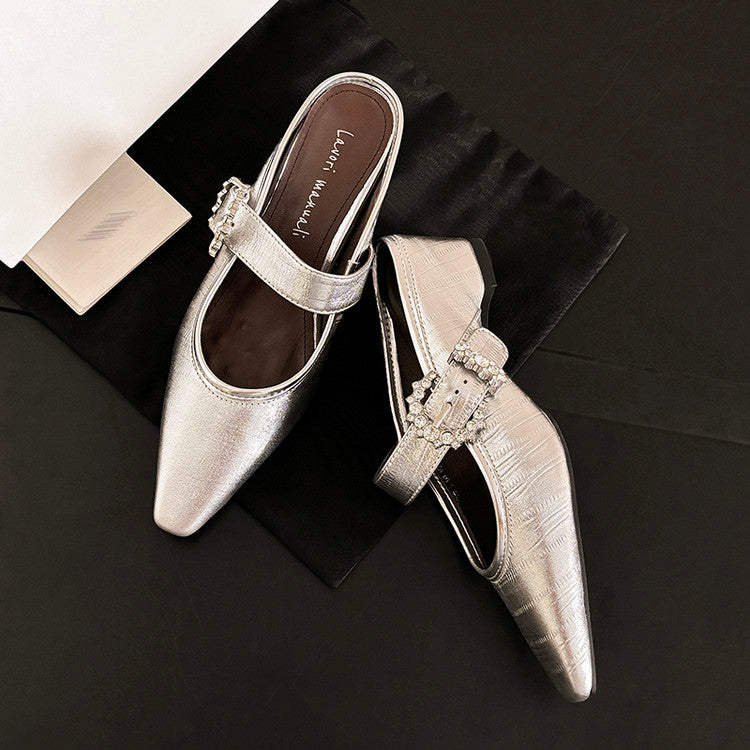Karin Luna In Stock Spot Goods Full Layer Rhinestone Exquisite Closed-Toe Slippers