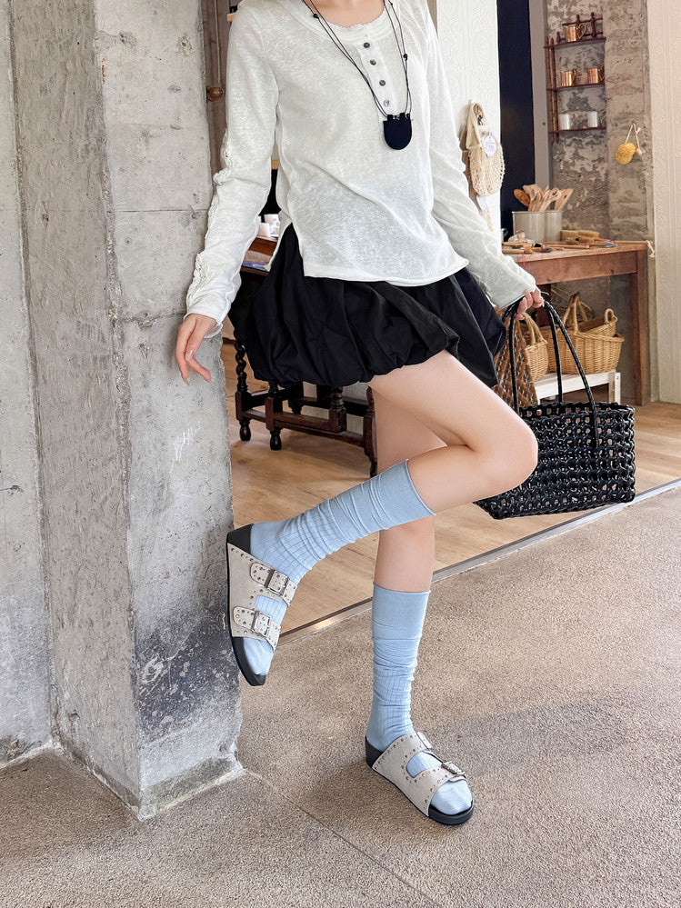 Karin Luna In Stock Spot Goods Casual Thick-Soled Belt Buckle Slippers
