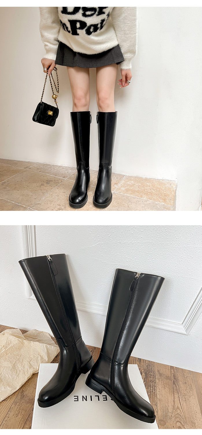 Karin Luna In Stock In-stock Basic Classic Timeless Round Toe Casual Riding Boots