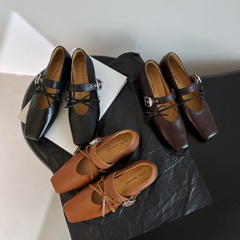 Karin Luna In Stock Spot Goods  Square Toe Internal Height Increase Detachable Bowknot