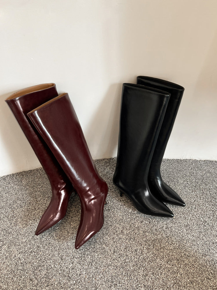 Karin Luna In Stock In Stock    Stunning Elegant Style Kitten Heel Straight Long Boots