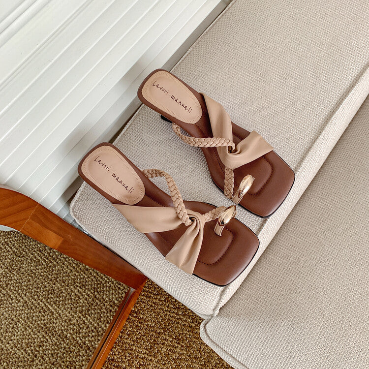 Karin Luna has a sense of design ~Twist Braided Cross Strap Square Toe Sandals