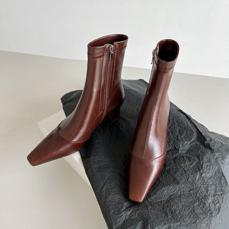 Karin Luna In Stock In Stock Slim Boots Series！Chunky Heel Ankle Boots