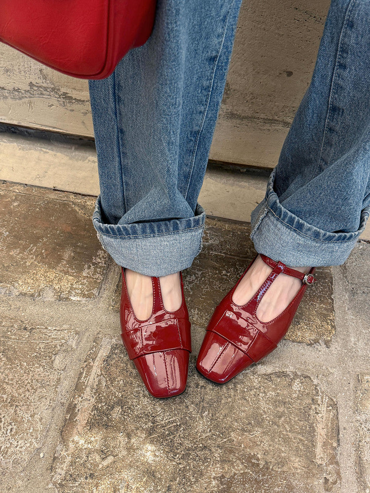 Karin Luna In Stock Spot Goods  t Square-Toed Full Leather Basic Slippers