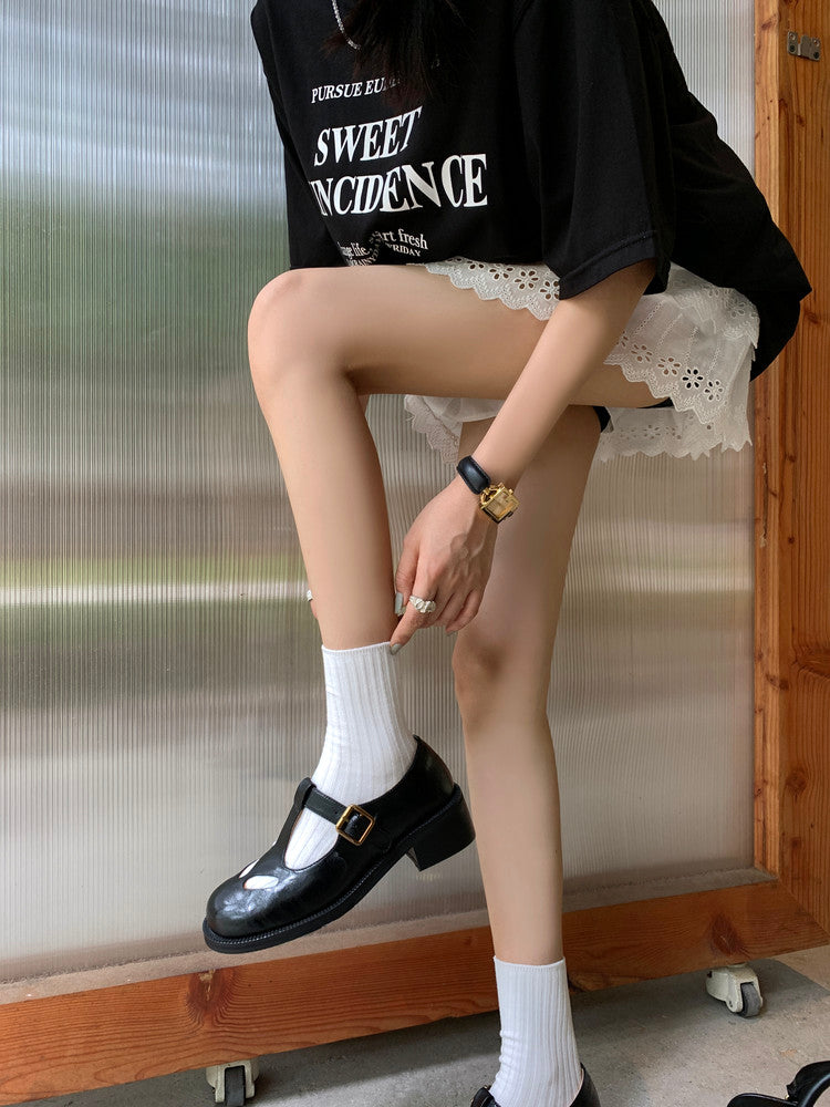 Karin Luna In Stock Spot Goods Minimalist Retro British Style Irregular Hollow Single Shoes