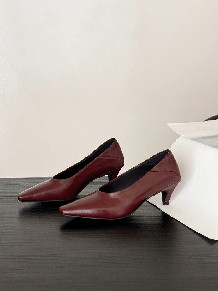 Karin Luna In Stock In Stock ~Basic Versatile French Style Small Square Toe Shallow Mouth Single Shoes