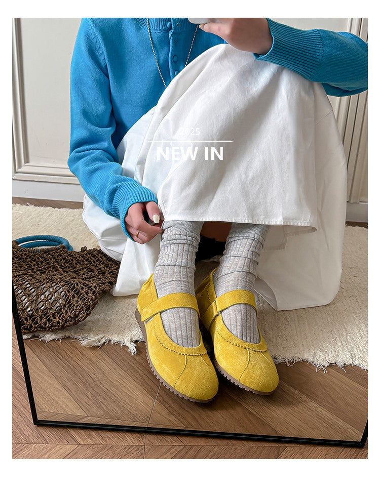 Karin Luna Casual Shoes Series~  In Stock In Stock Magic Tape Round Toe Internal Height Increase Single Strap Flats