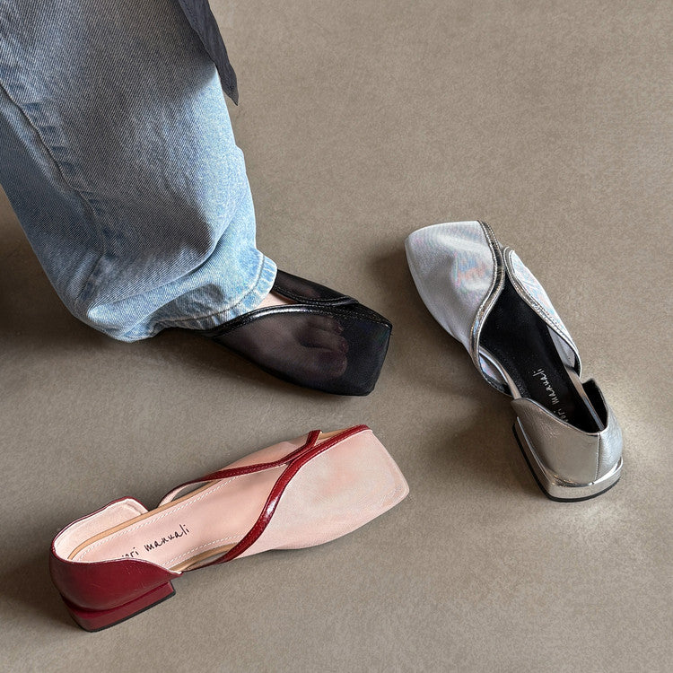 Karin Luna In Stock Spot Goods  Square Toe Mesh Sandals
