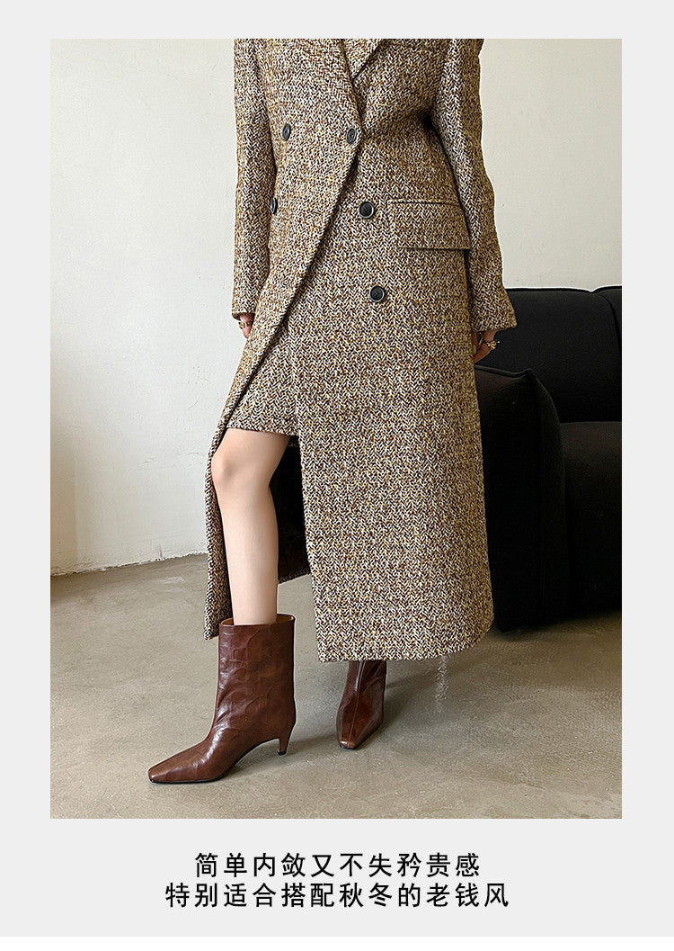 Karin Luna In Stock Spot Goods Top Layer Stone Pattern Cowhide Textured Small Square Toe Straight Short Boots