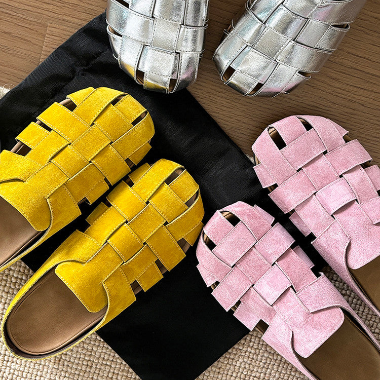 Karin Luna Full Layer Inside and Out~Basic Versatile Perforated Round Toe Birkenstock Slippers