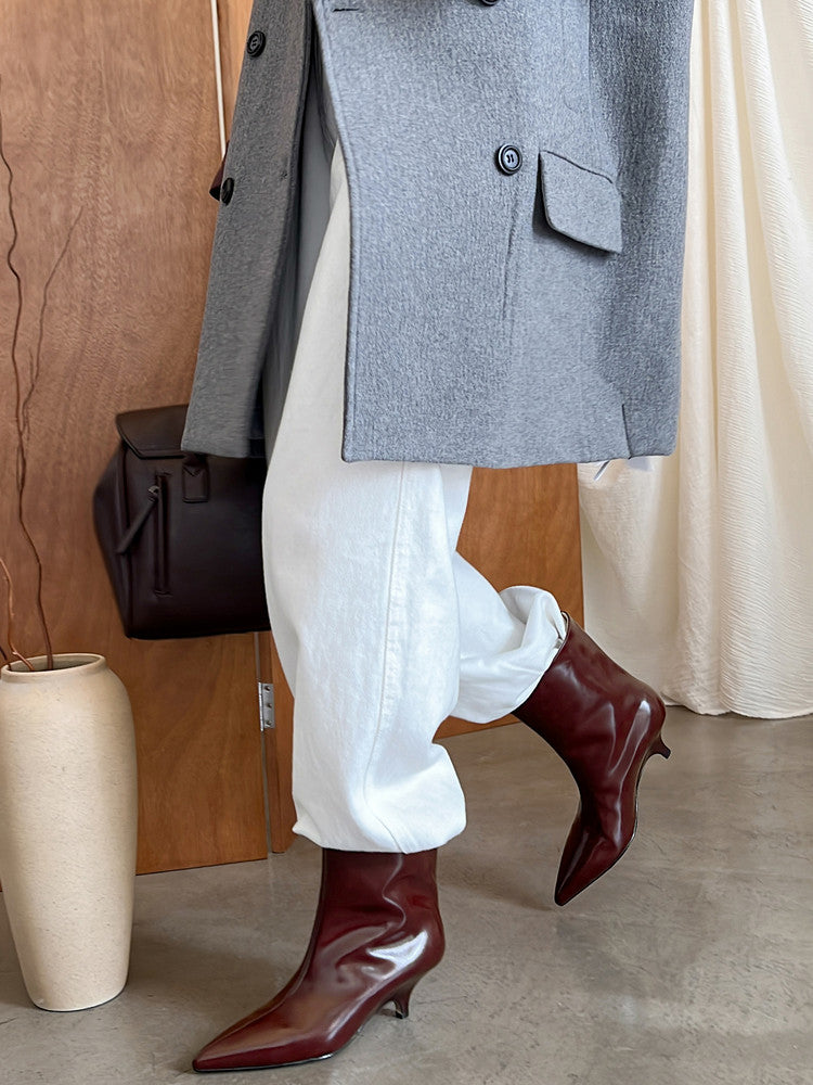 Karin Luna In Stock Spot Goods Minimalist Tube Kitten Heel Short Boots