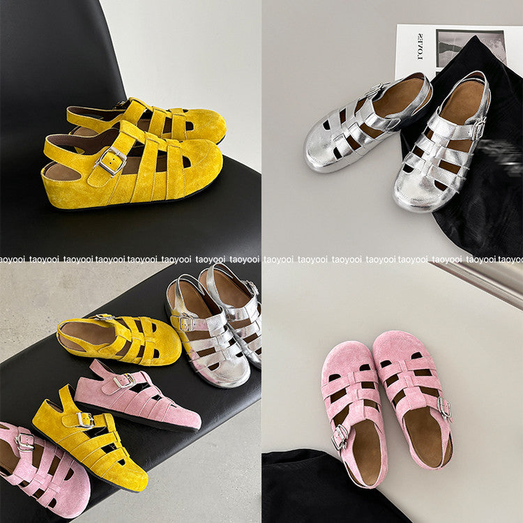 Karin Luna Full Layer Inside and Out~Basic Versatile Perforated Round Toe Birkenstock Shoes