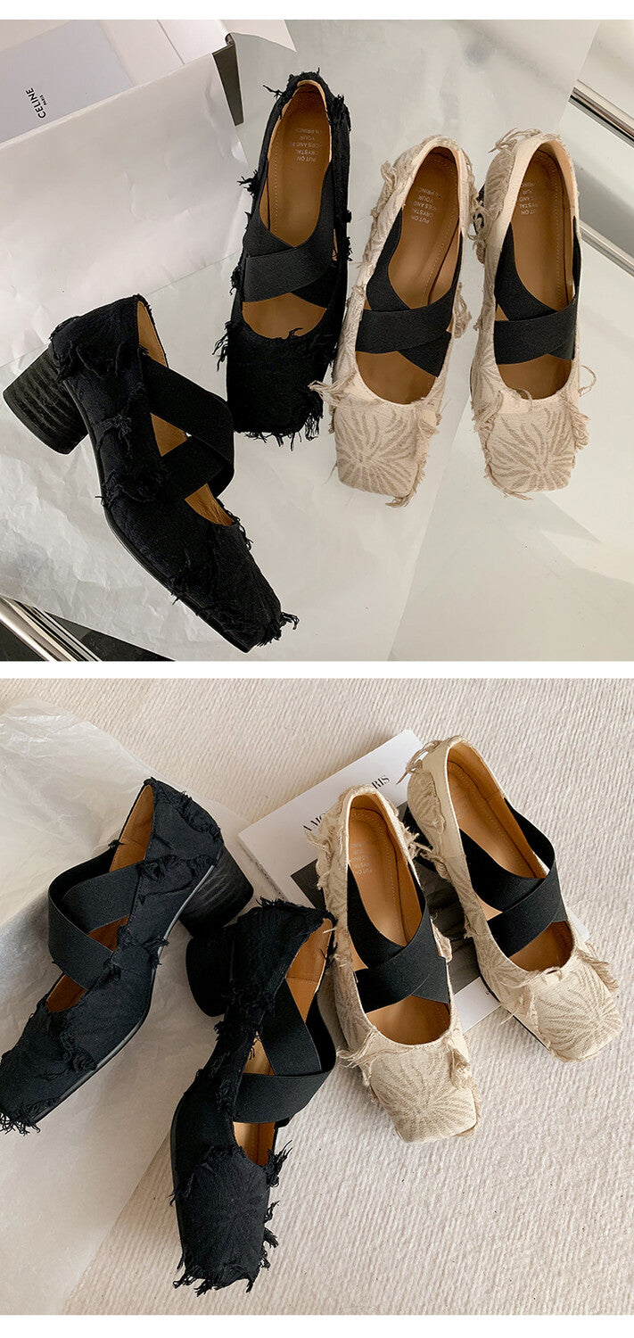 Karin Luna Chinese Pop is the Top Flow~ Orchid Pavilion Preface  New Chinese Style National Aesthetics Retro Cross Strap Mary Jane Shoes