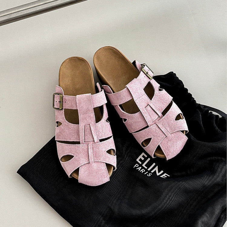 Karin Luna Full Layer Inside and Out~Basic Versatile Perforated Round Toe Birkenstock Slippers
