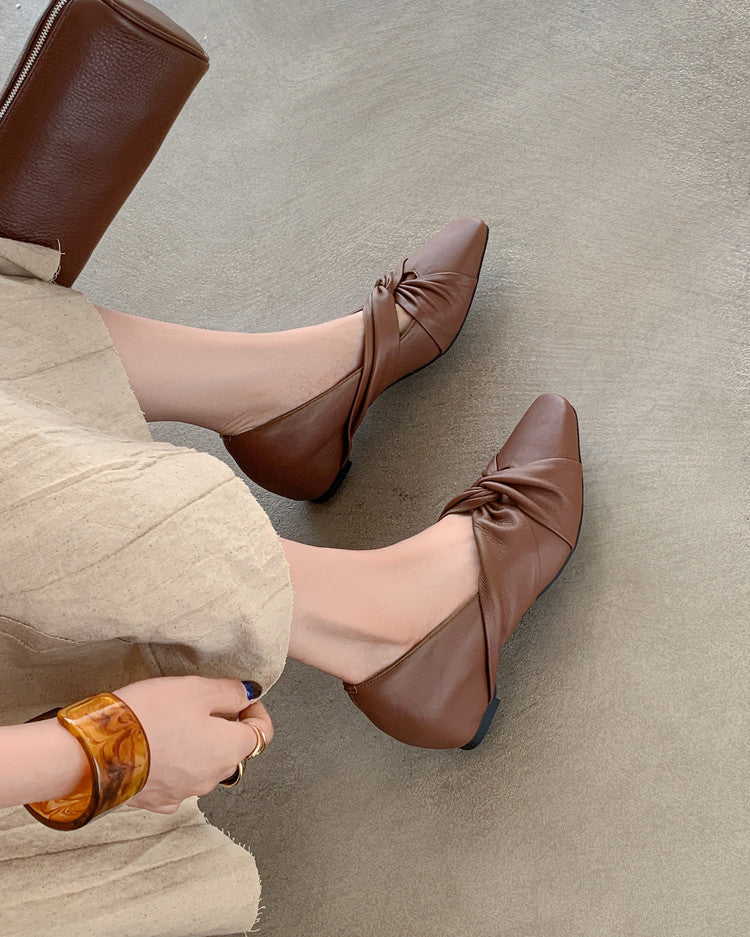Karin Luna Cross Design Square Toe Hidden Wedge Shoes