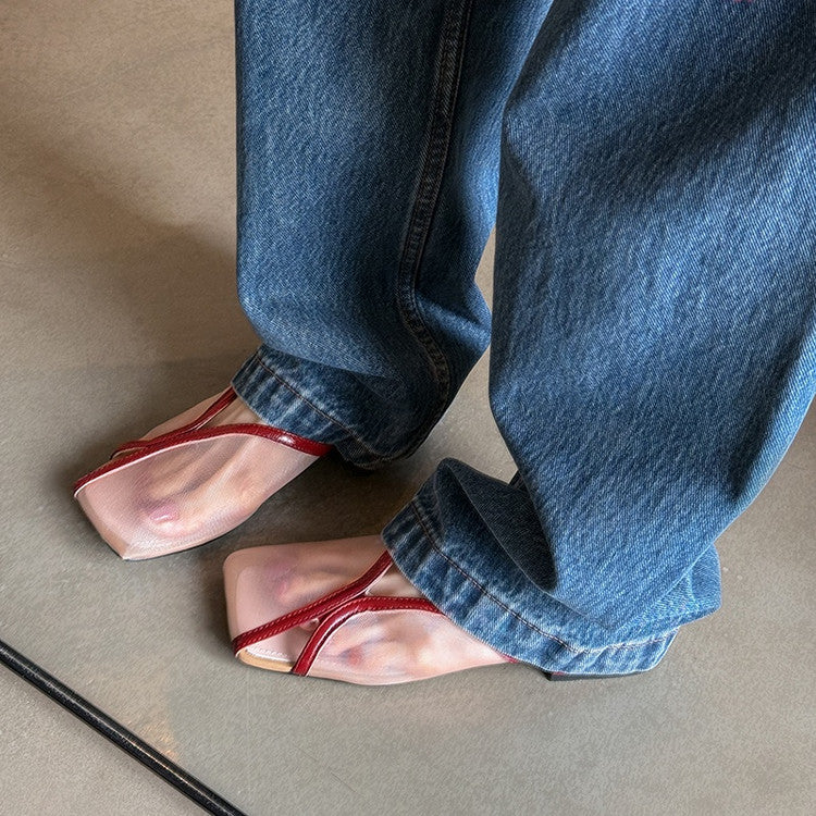 Karin Luna In Stock Spot Goods  Square Toe Mesh Sandals