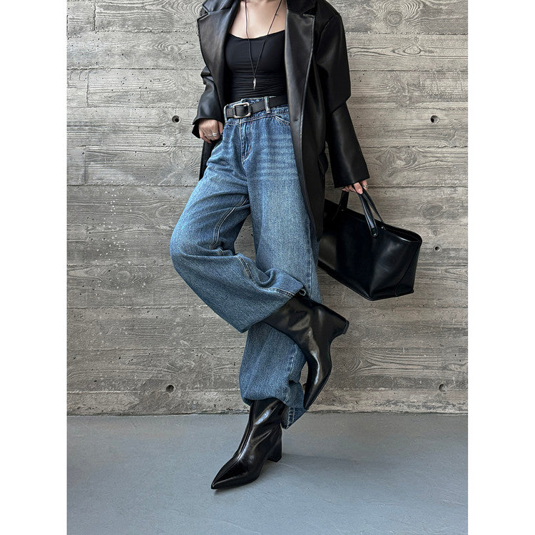 Karin Luna Elegant Pointed Toe Hidden Wedge Short Boots
