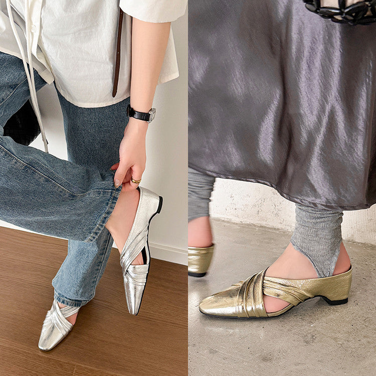 Karin Luna In Stock In Stock Basic Elegant Fairy Style Small Square Toe Sheepskin Slippers
