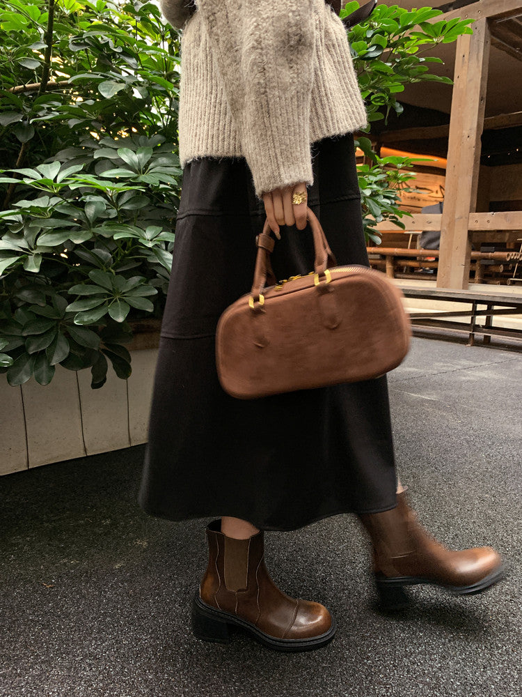 Karin Luna In Stock Spot Goods  Round Toe Stretch Round Toe Chelsea Short Boots