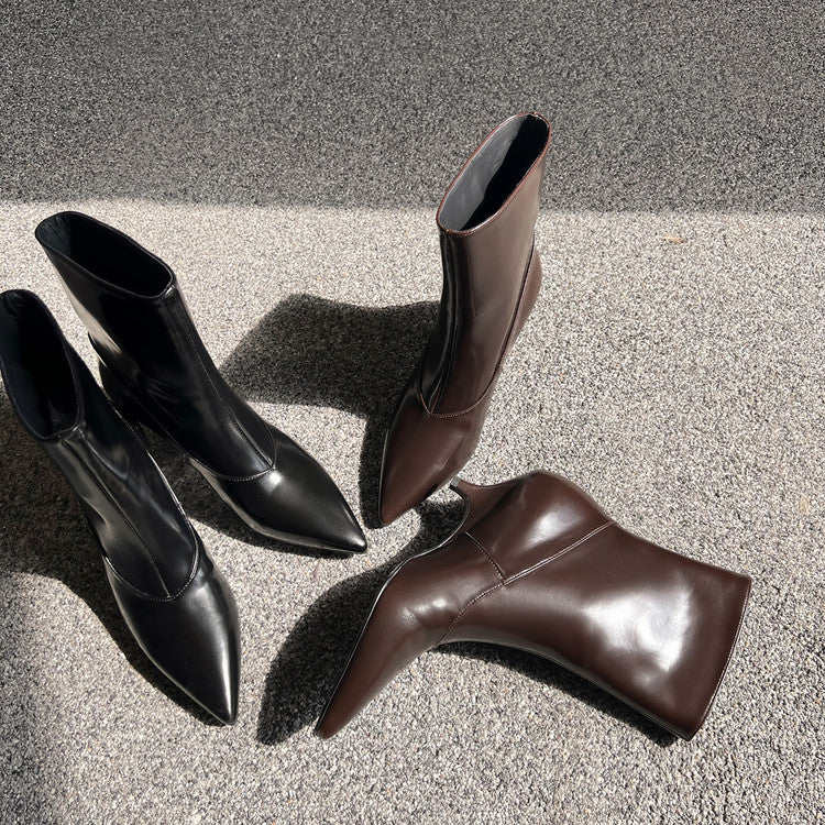 Karin Luna In Stock  Spot Goods Elegant kitten heel pointed toe trendy ankle boots