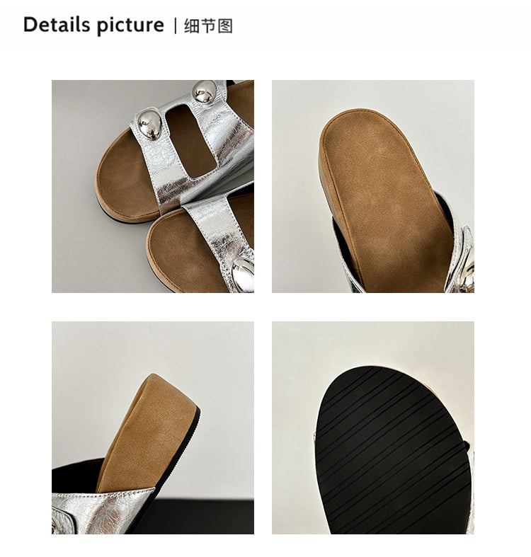 Karin Luna   Casual Style   Thick Sole Belt Buckle Slide Sandals