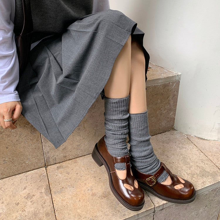 Karin Luna In Stock Spot Goods Minimalist Retro British Style Irregular Hollow Single Shoes