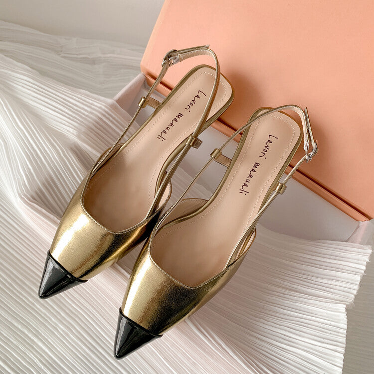 Karin Luna In Stock 24New Year's stock is now available Color Block Pointed Toe Full Leather Sandals