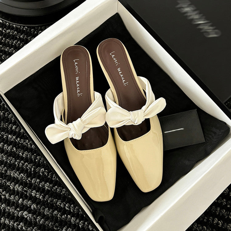Karin Luna In Stock In Stock  Fluffy feel Bowknot Closed-Toe Slippers