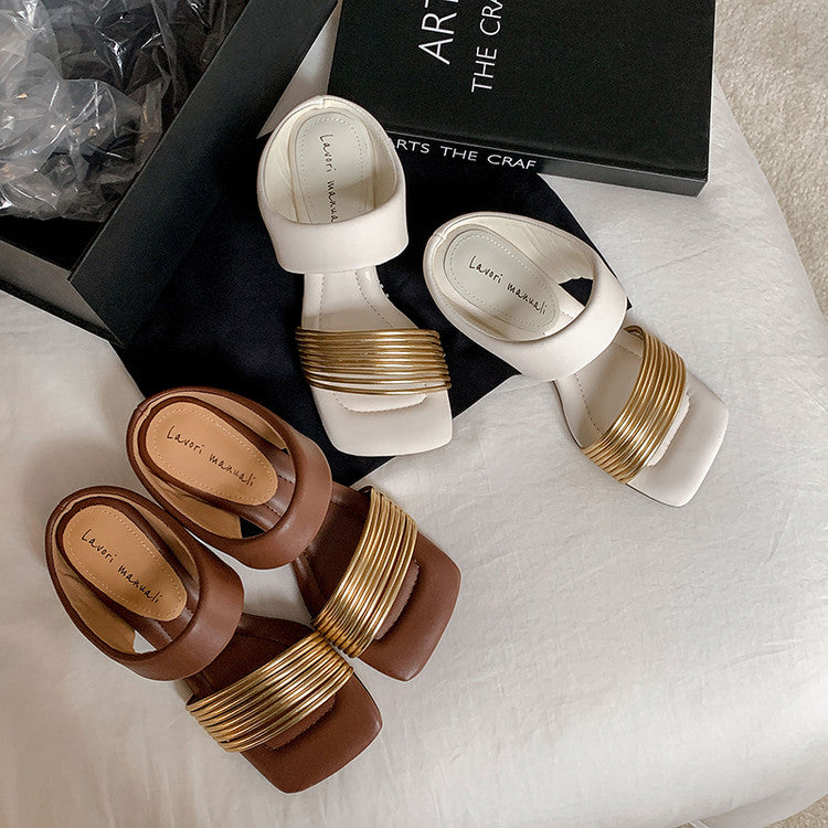 Karin Luna In Stock In Stock Minimalist Style Square-Toed Elegant Slippers